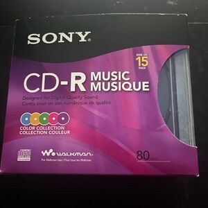 Sony CD-R Music 15 Pack 80 min Discs w/ Slim Cases Multi Color Collection